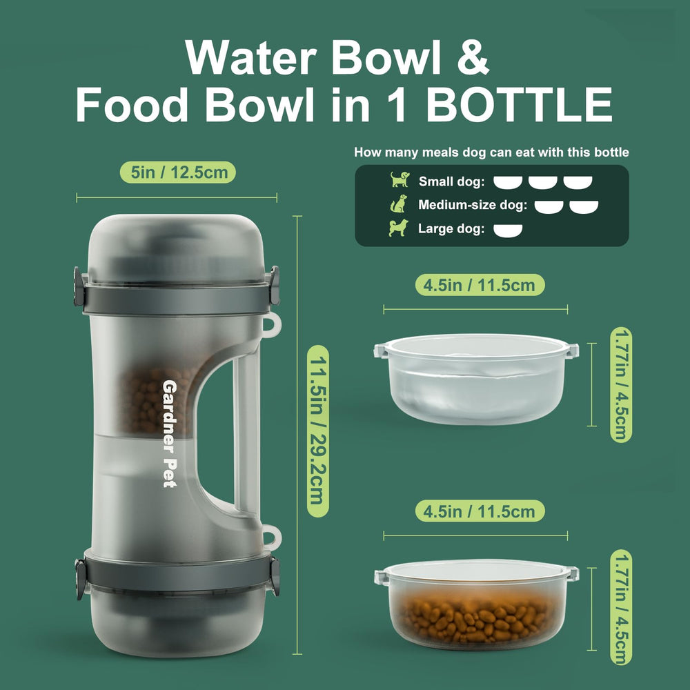 Gardner Pet compact food container doubles as travel storage for waste.