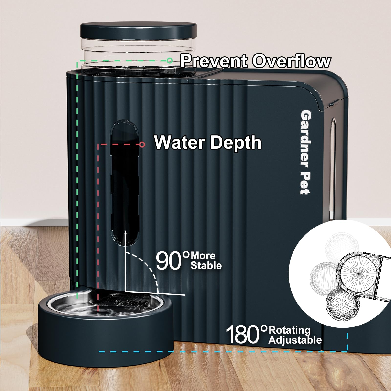 Detachable parts of Gardner Pet feeder for easy cleaning and maintenance