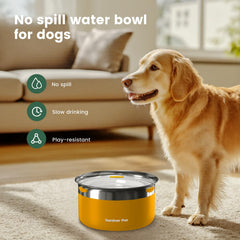 Gardner Pet floating disk slows drinking for calmer water intake.