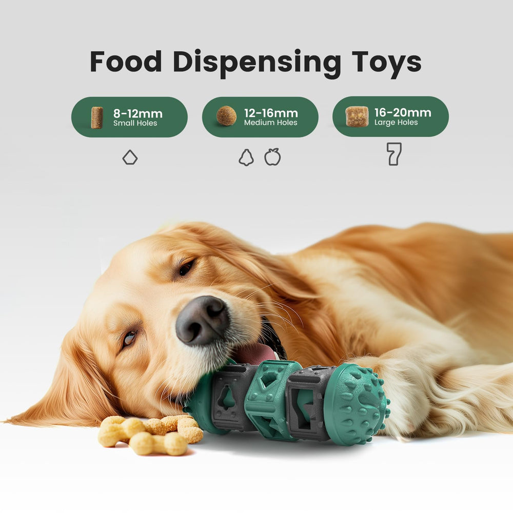 Gardner Pet dog puzzle toy green side view showcasing rotating blocks and treat holes