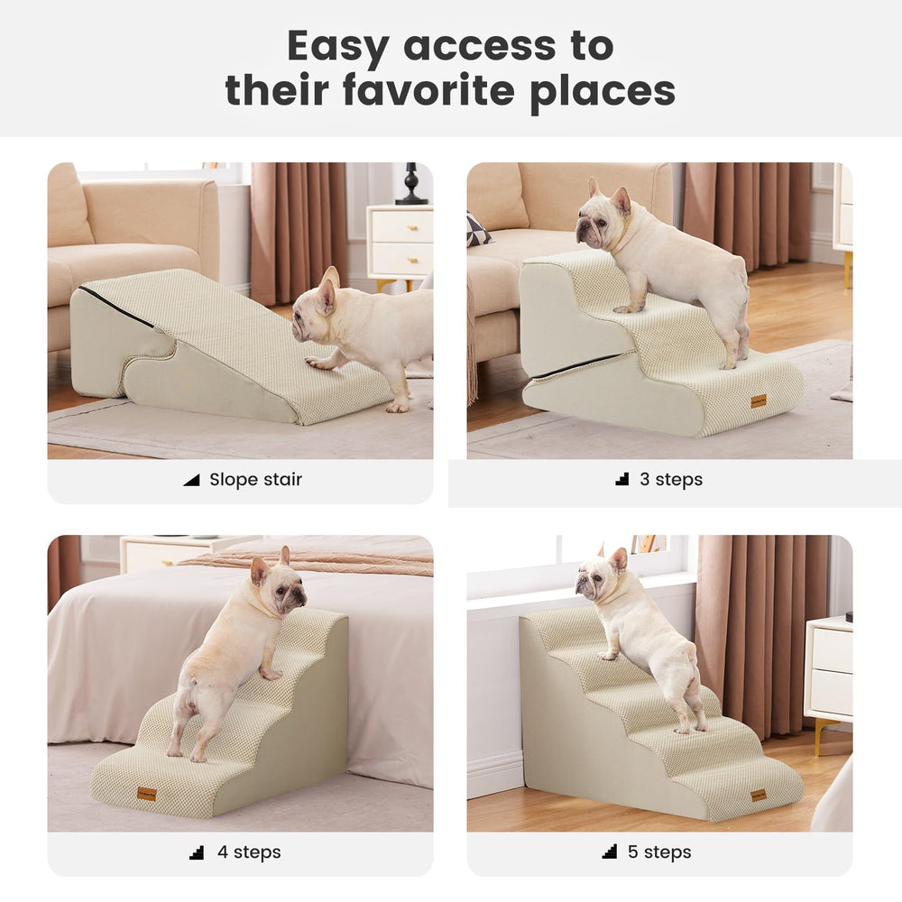 Gardner Pet dog stairs aiding pets to reach beds and favorite spots.