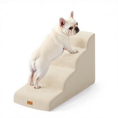 Gardner Pet dog stairs beige curved front view shows sturdy design for safe climbing
