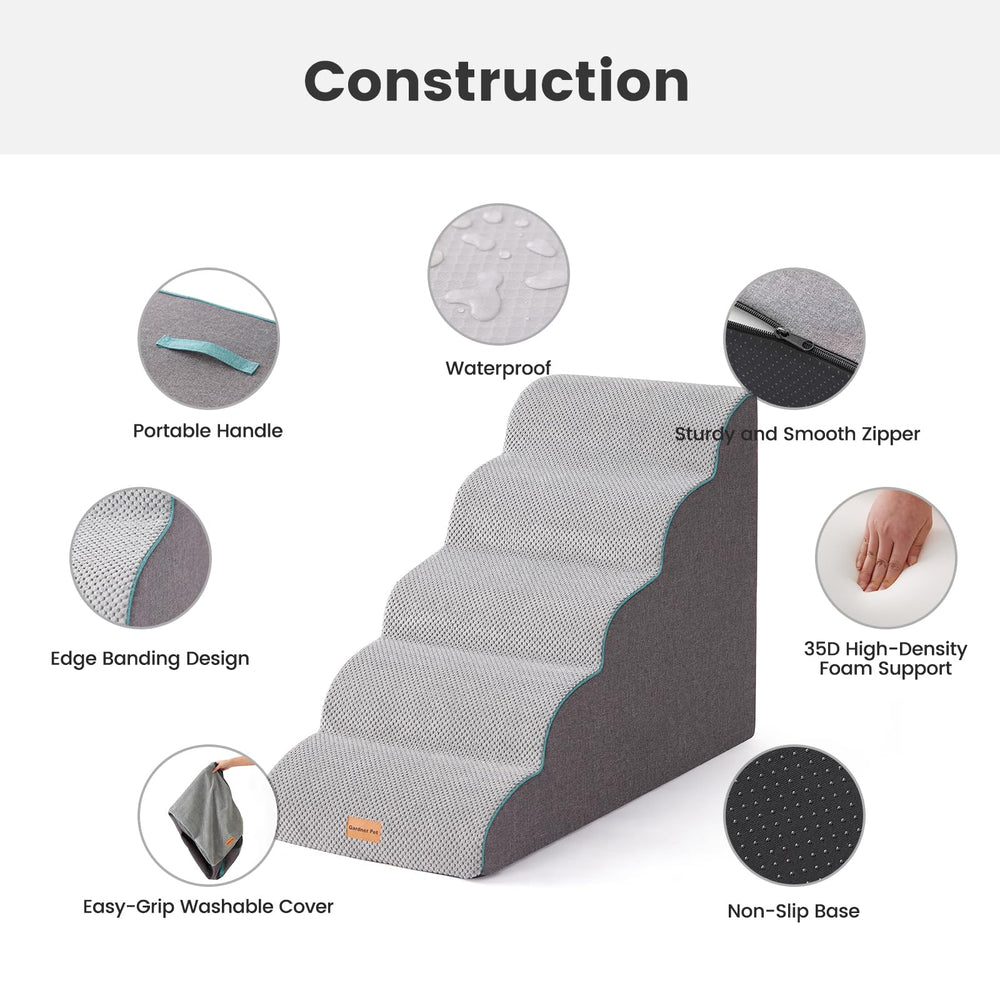 Gardner Pet dog stairs with portable handle for easy moving between rooms.