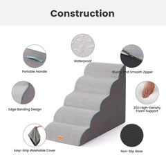 Gardner Pet dog stairs with portable handle for easy moving between rooms.