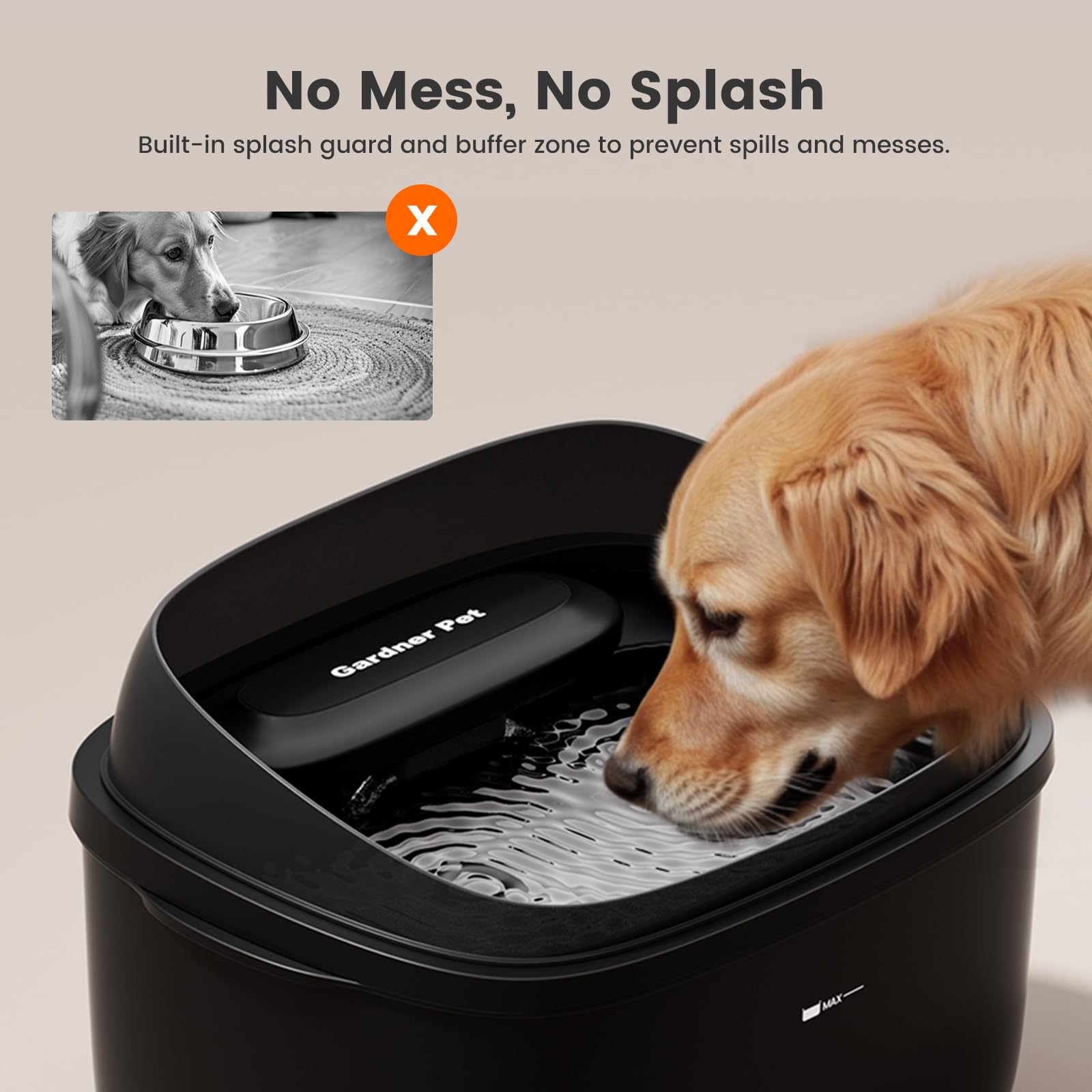 Gardner Pet transparent tank lets you monitor water levels at a glance.