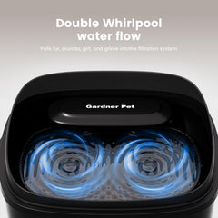 Gardner Pet dog water fountain vortex flow demonstrates how it encourages hydration.