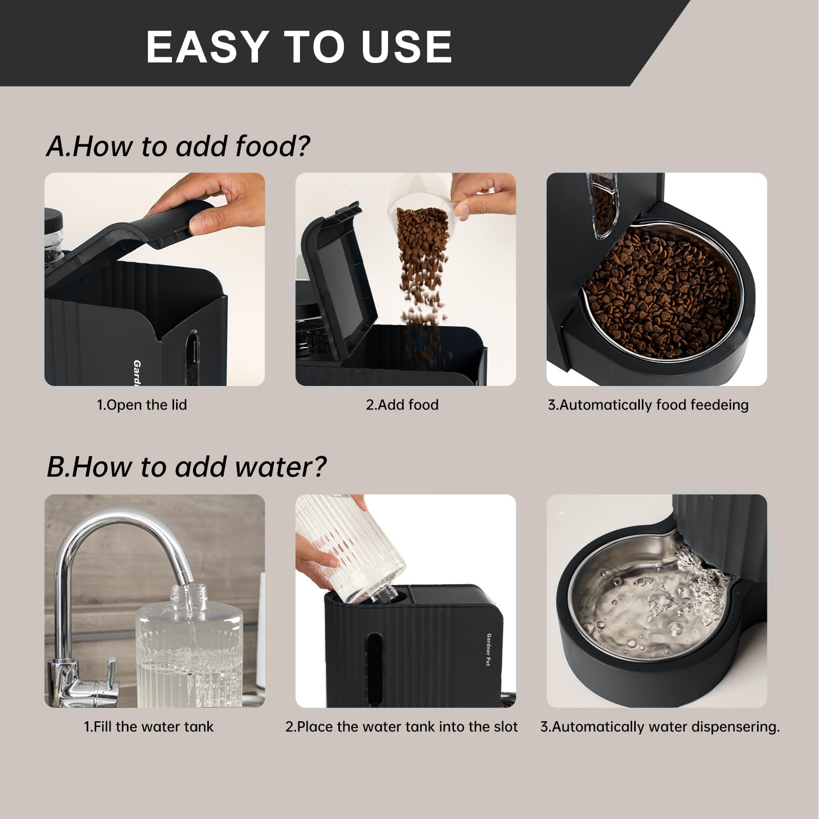 Gardner Pet easy-clean design with detachable parts simplifies maintenance