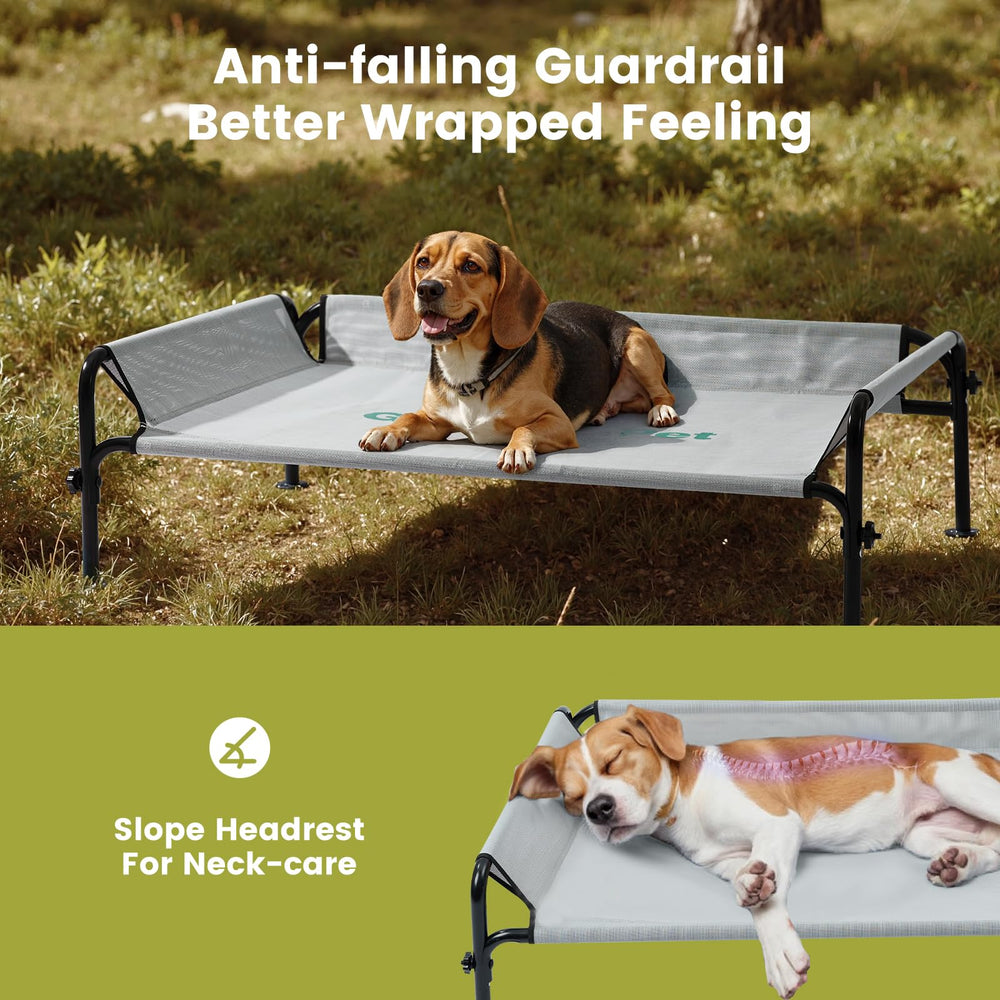 Gardner Pet elevated bed showing breathable mesh for airflow and comfort.