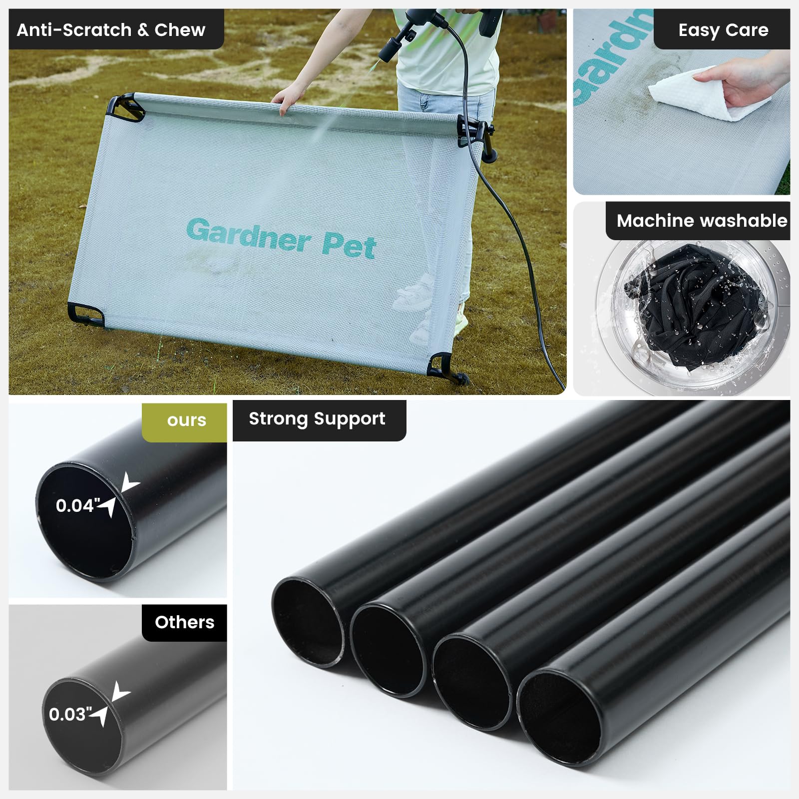 Gardner Pet elevated bed folded compactly for travel and portability.