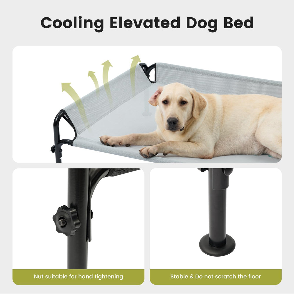 Gardner Pet elevated bed with waterproof surface for outdoor durability.