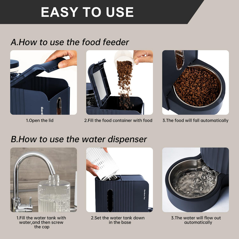 Gardner Pet large-capacity food container reduces frequent refills.