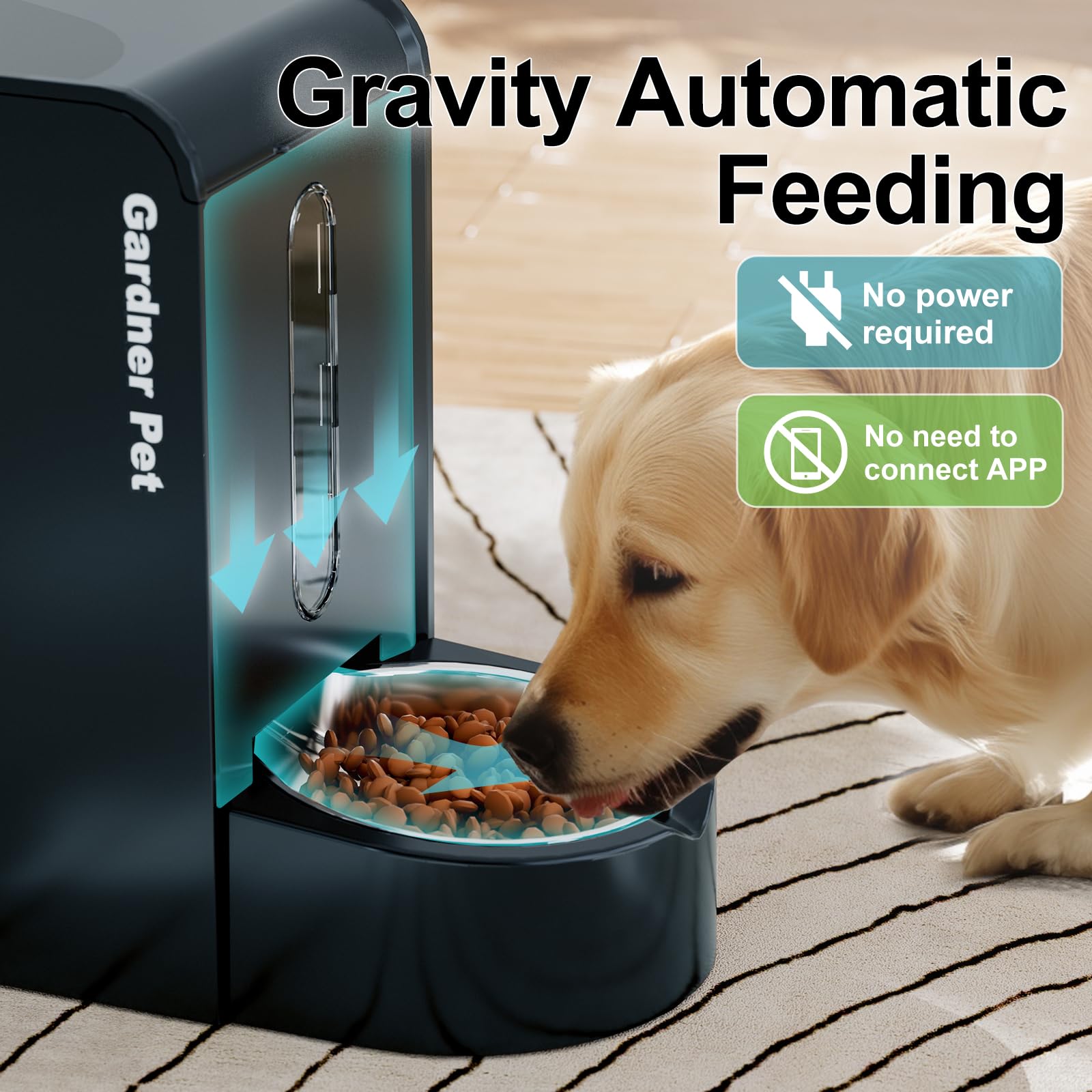 Gardner Pet food dispenser holding 2.6 kg of dry food for outings