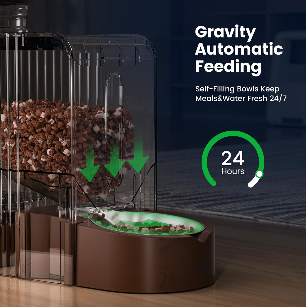 Gardner Pet Gravity 0-8 gallon water bowl capacity demonstrates long-lasting hydration between refills.