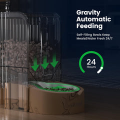 Gardner Pet Gravity Feeder top view highlights dry-food reservoir for easy refills.
