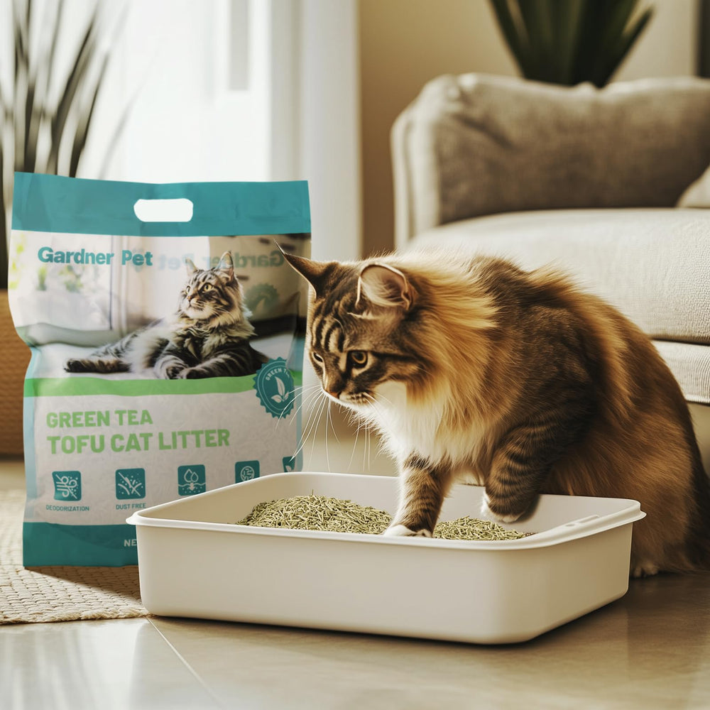 Gardner Pet Natural Tofu Cat Litter clean-setup layout hints easy scooping and maintenance