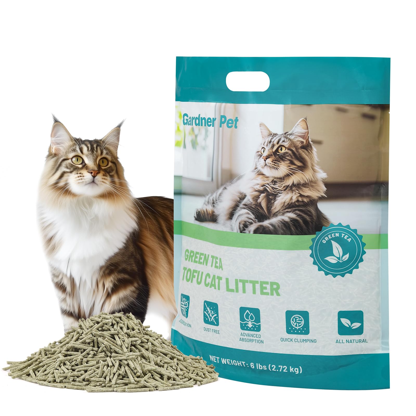 Gardner Pet Natural Tofu Cat Litter packaging shows eco-friendly formula for safer homes