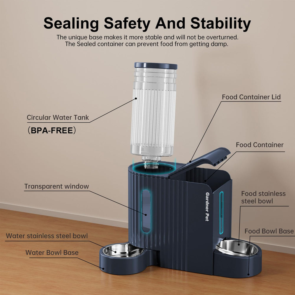 Gardner Pet non-slip rubber pads keep unit steady.