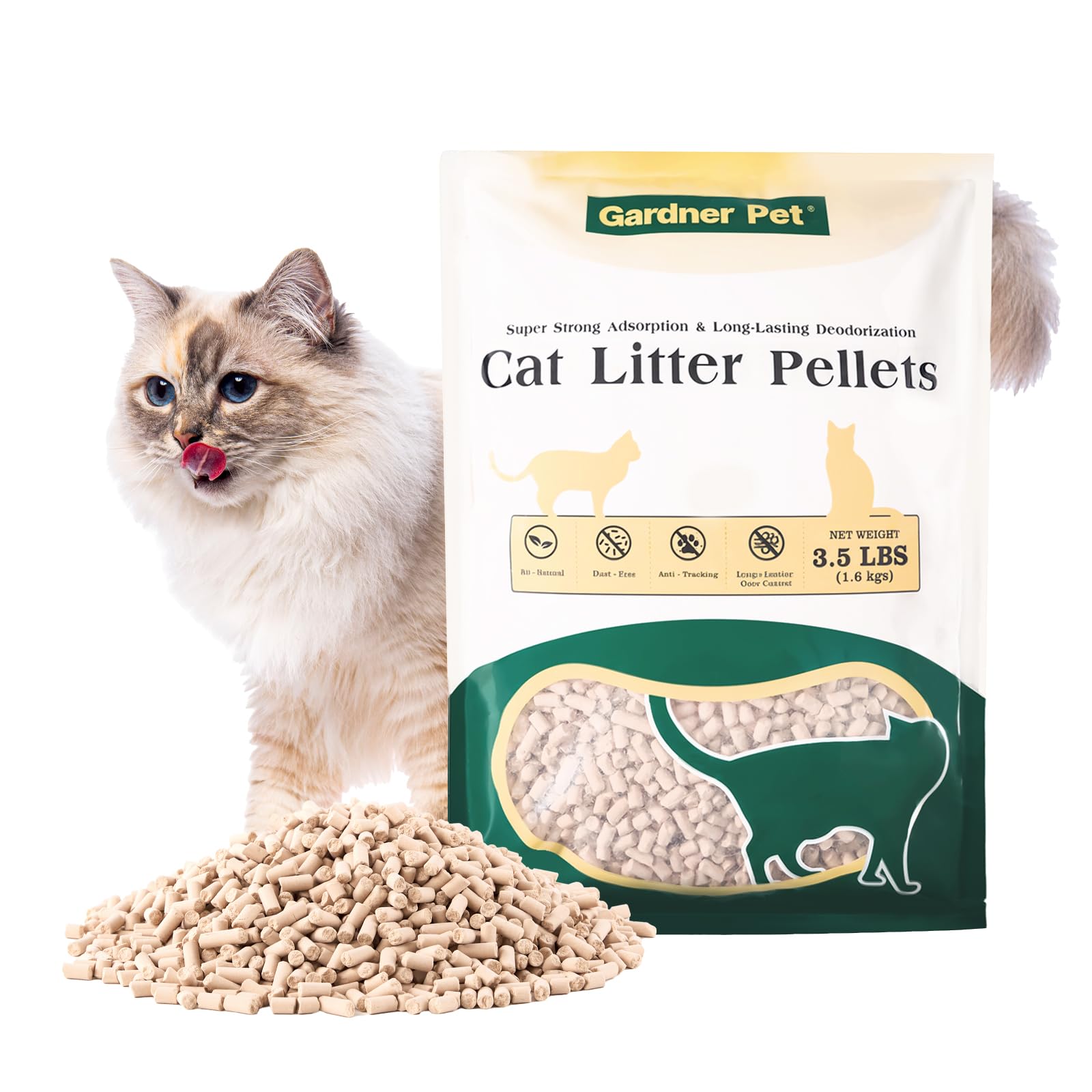 Gardner Pet pellets zeolita para control de olores en caja doble de gatos