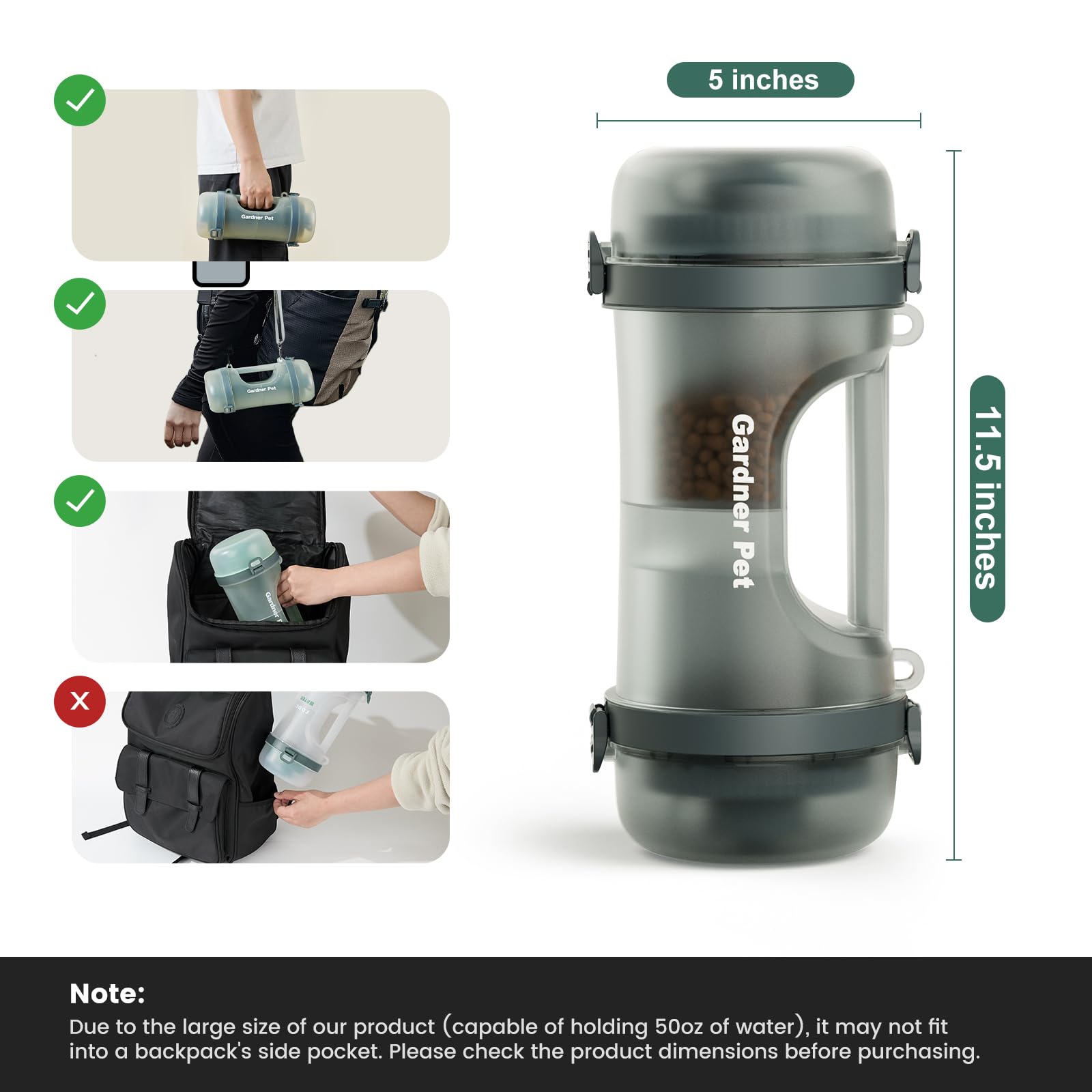 Gardner Pet adjustable shoulder strap for hands-free, convenient carrying on adventures.