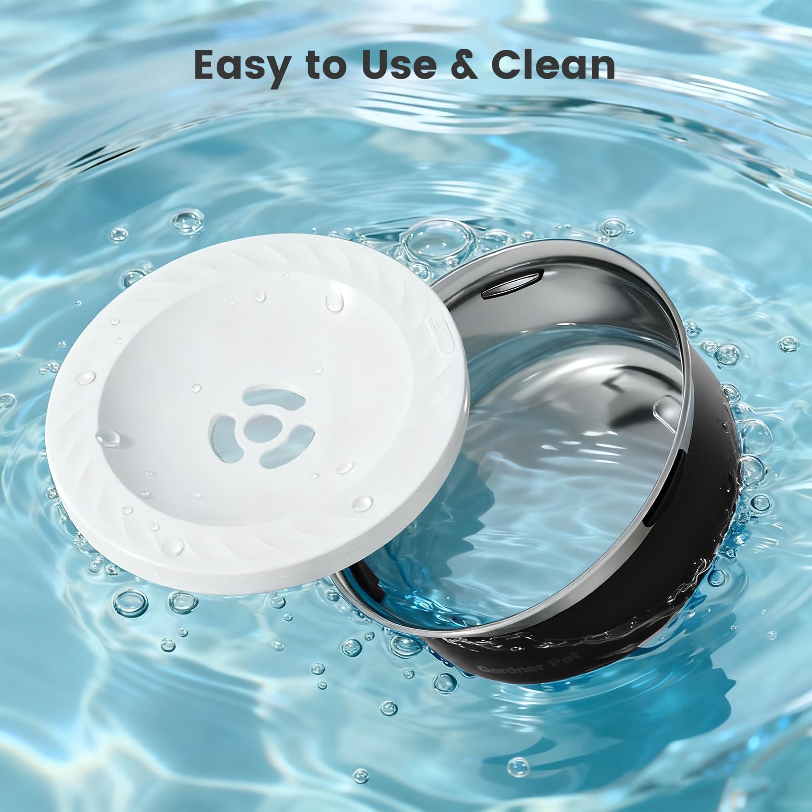 Gardner Pet slow water bowl car-use suitability with removable disk for travel.