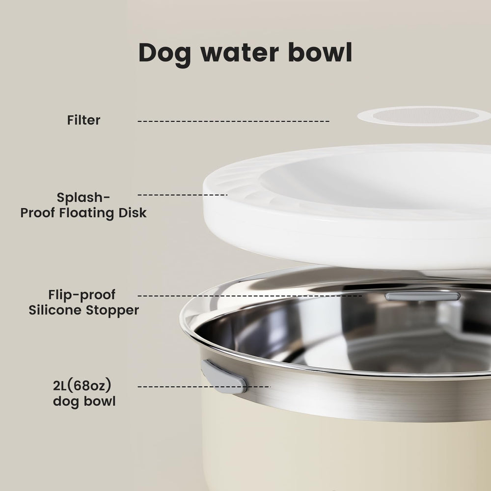 Gardner Pet Slow Water Bowl dog-height enables comfortable hydration.
