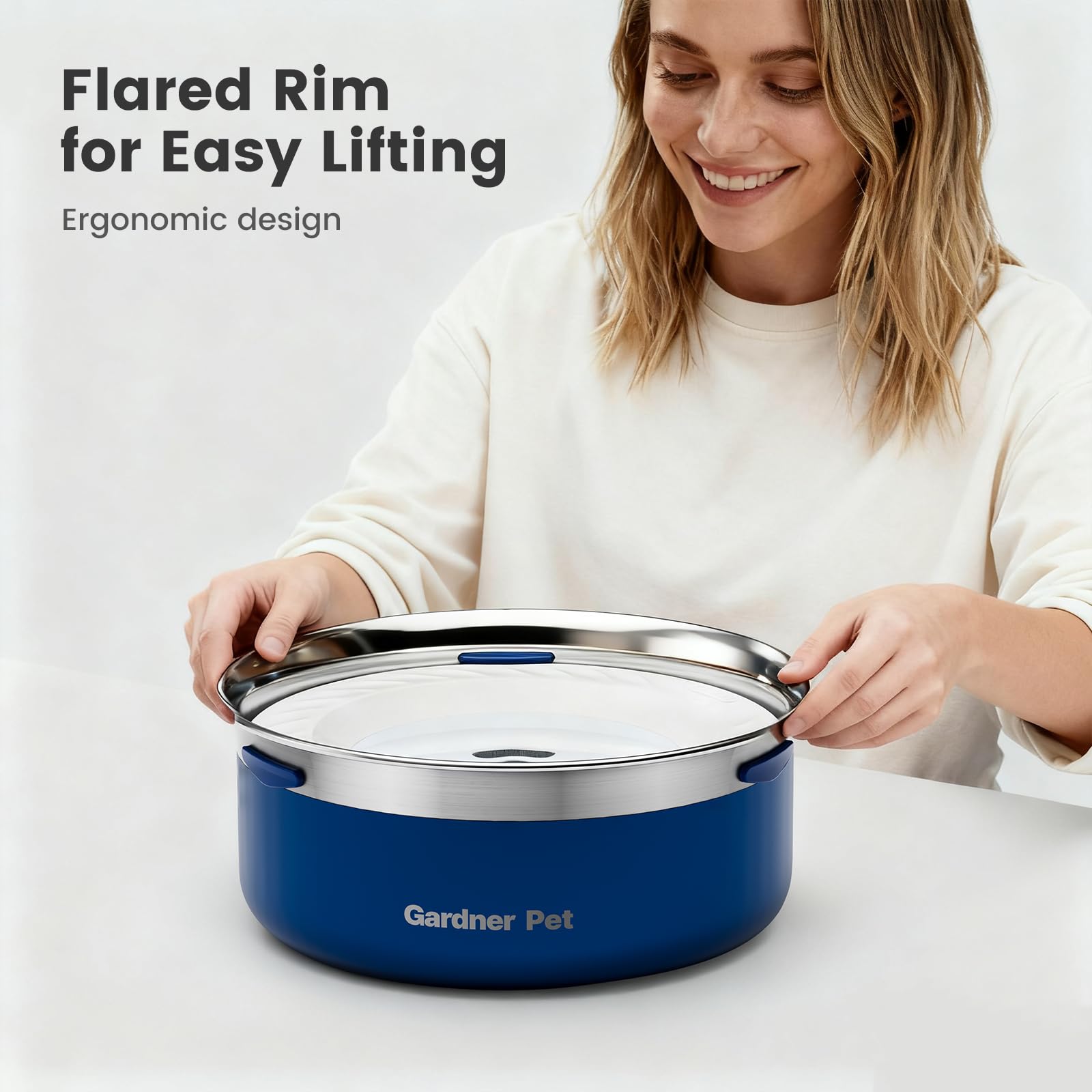 Gardner Pet slow water bowl durable stainless steel provides BPA-free, rust-resistant longevity.