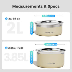 Gardner Pet Slow Water Bowl stainless base resists rust.