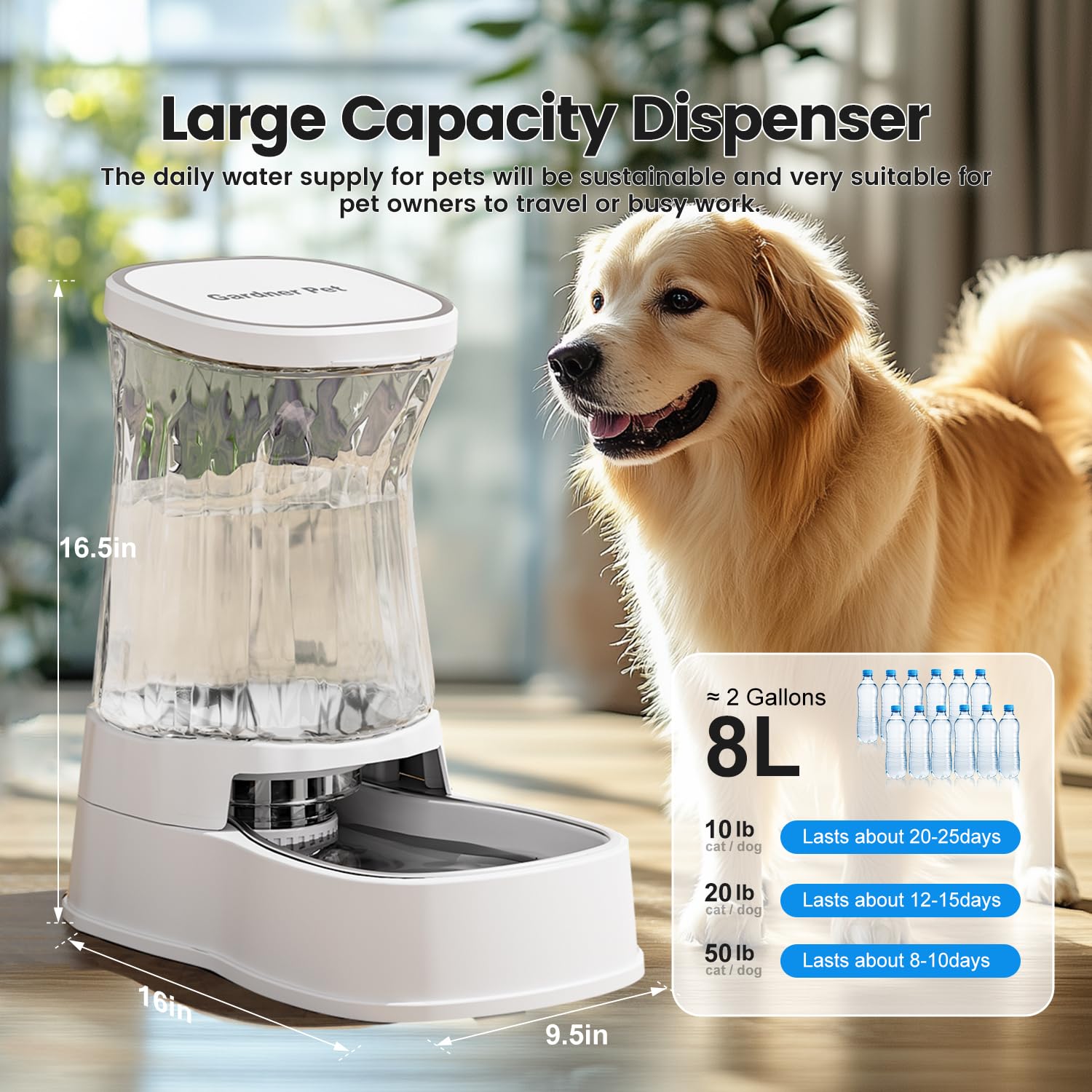 Gardner Pet stainless steel bowl 304 grade for durable, rust-free hydration.