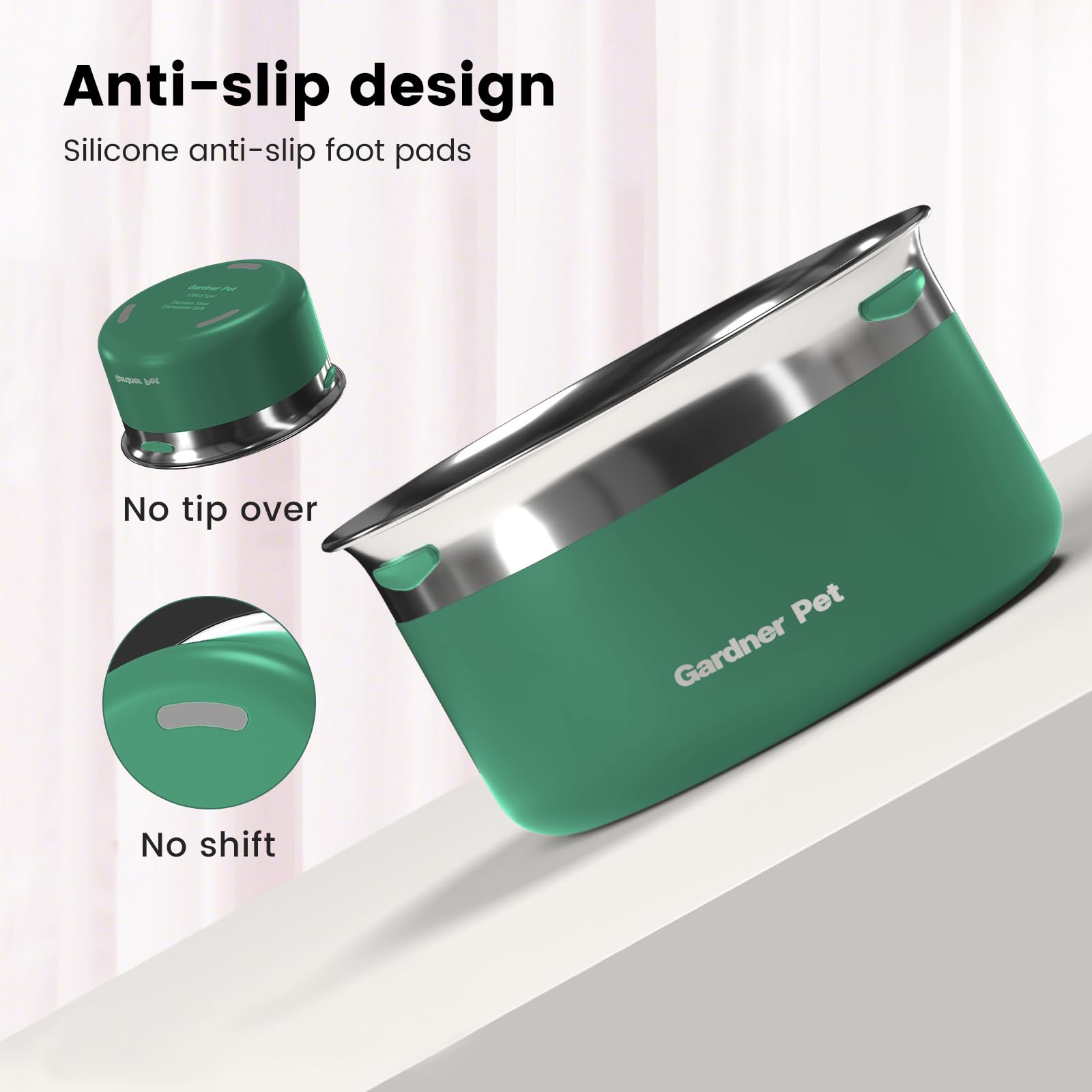 Gardner Pet stainless steel bowl is rust-resistant and easy to clean