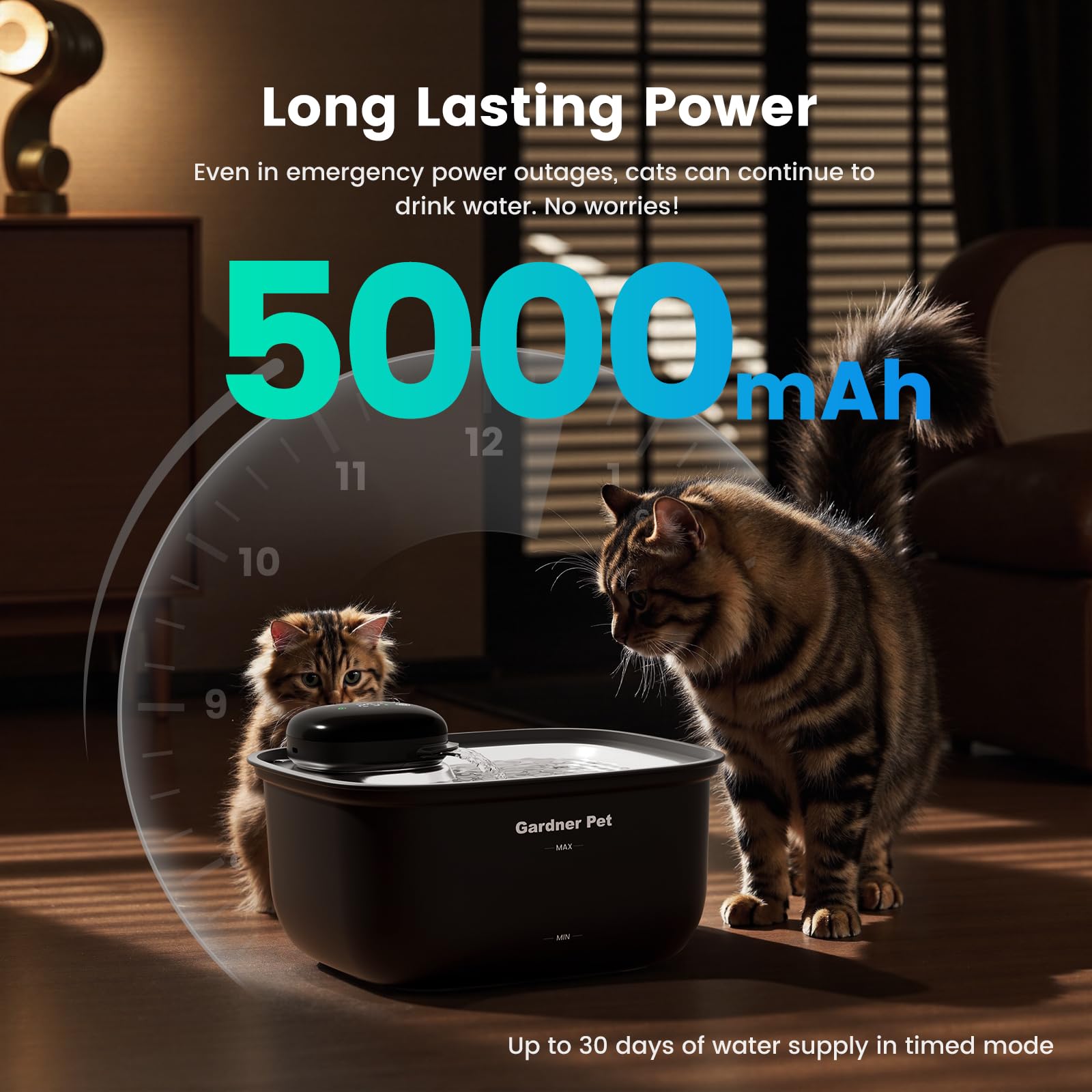 Gardner Pet temperature-display shows water temperature for safe drinking.