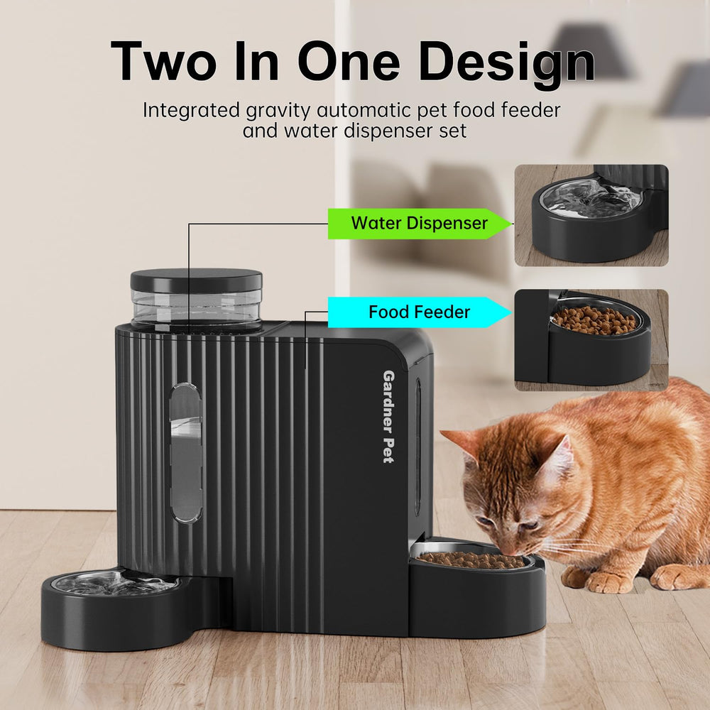 Gardner Pet water dispenser side view highlighting large capacity for daily hydration.