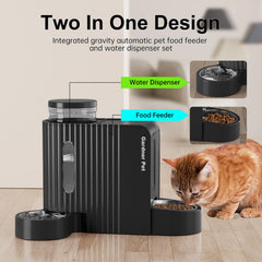 Gardner Pet water dispenser side view highlighting large capacity for daily hydration.