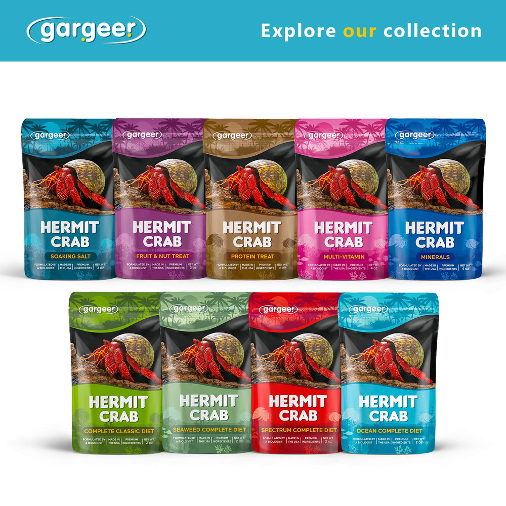 Gargeer Complete Diet hermit crab shell health emphasis in the product line.