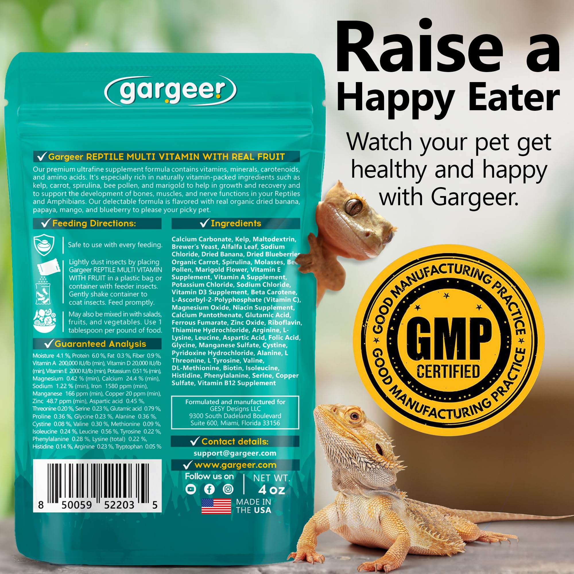 Gargeer fruit-flavor closeup highlighting tasty fruit ingredients for picky reptiles.