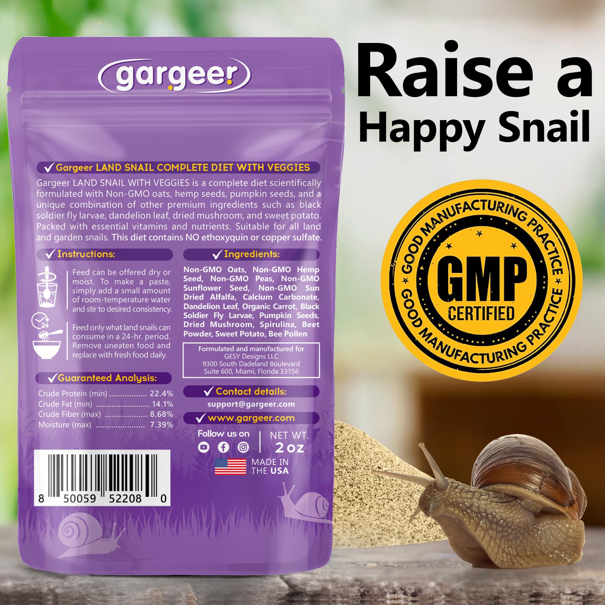 Gargeer ingredientes clave: avena sin OGMs y semillas de canamo.