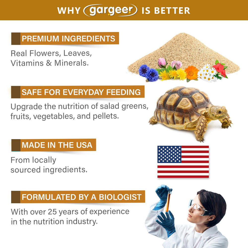 Gargeer Topper, USA-made, designed for grassland tortoise nutrition