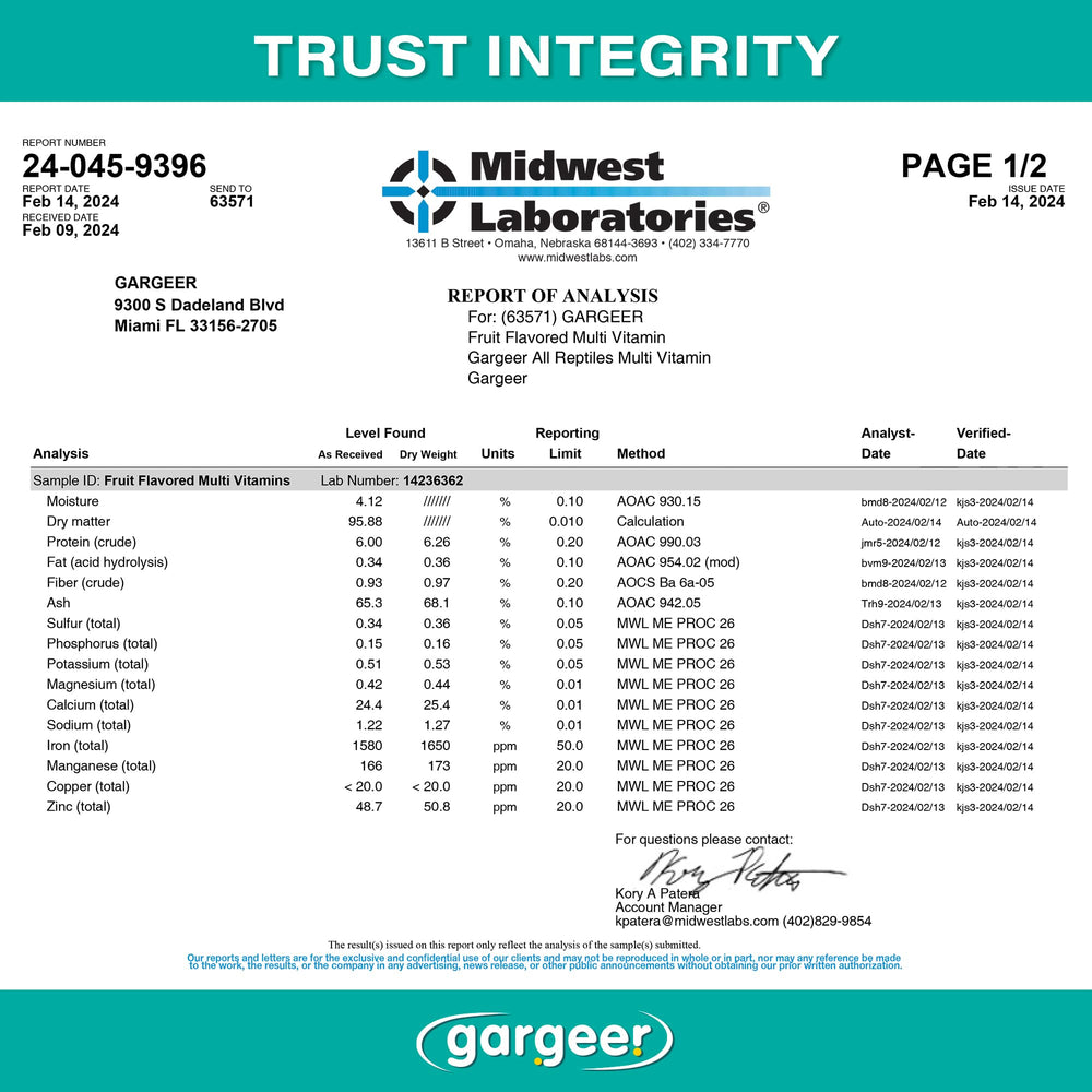 Gargeer mineral matrix highlights essential minerals for electrolyte balance.