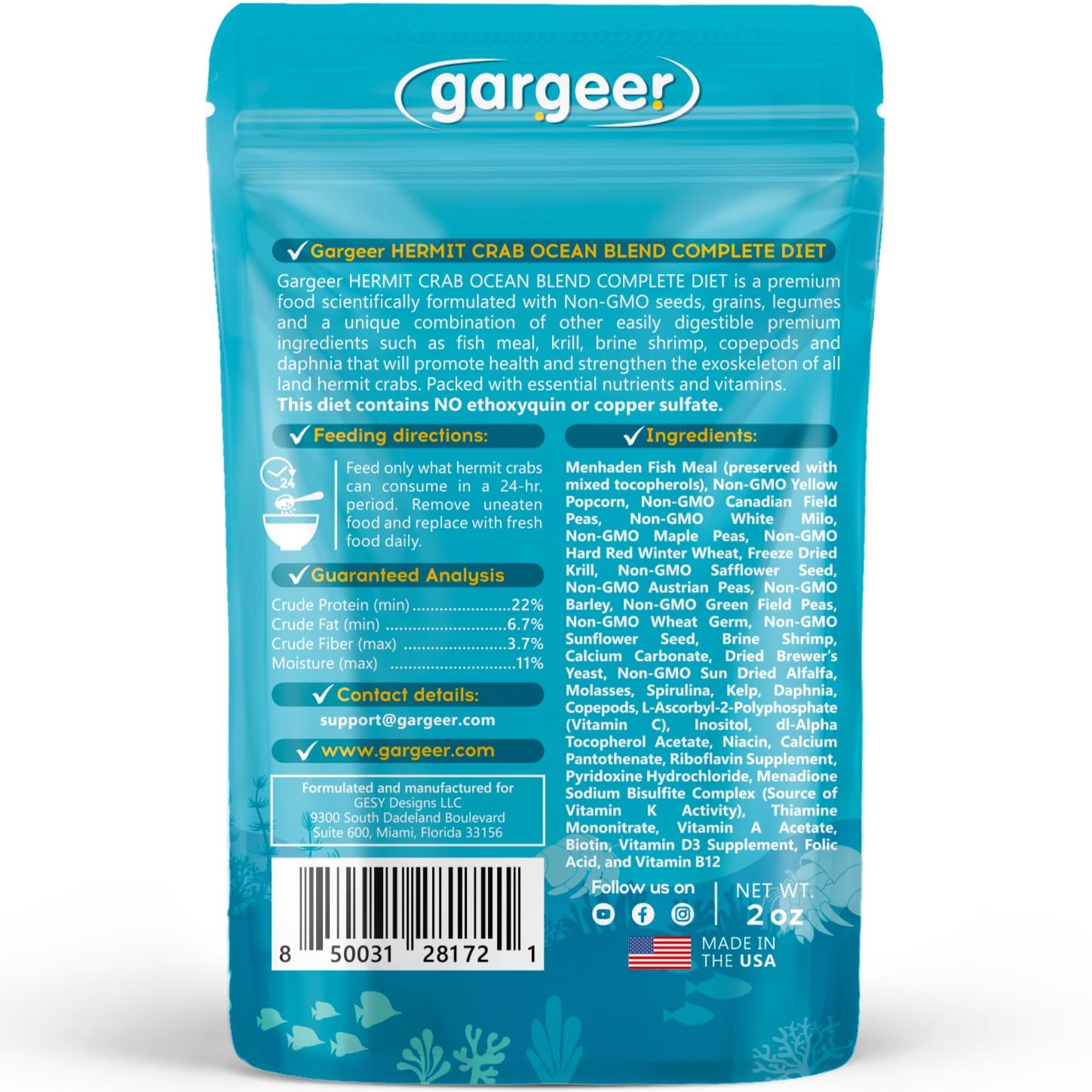 Gargeer Ocean Blend kibble closeup shows textured bits for feeding.