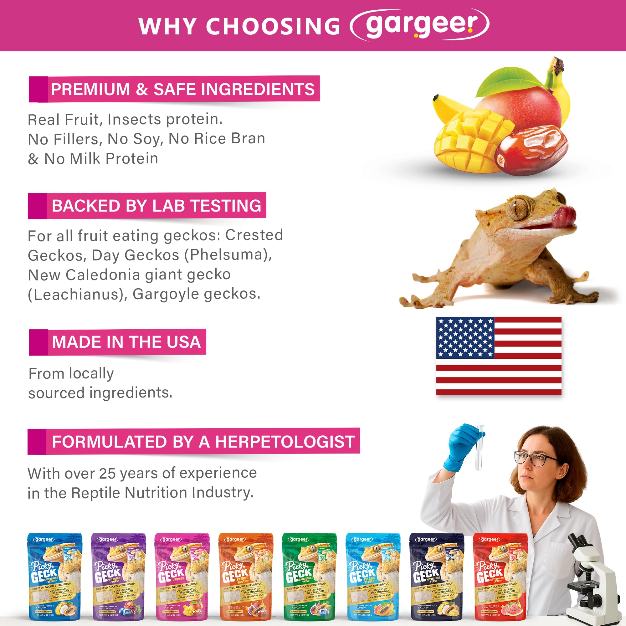 Gargeer Picky Geck Growth serving-mix shows moist texture for easy feeding.