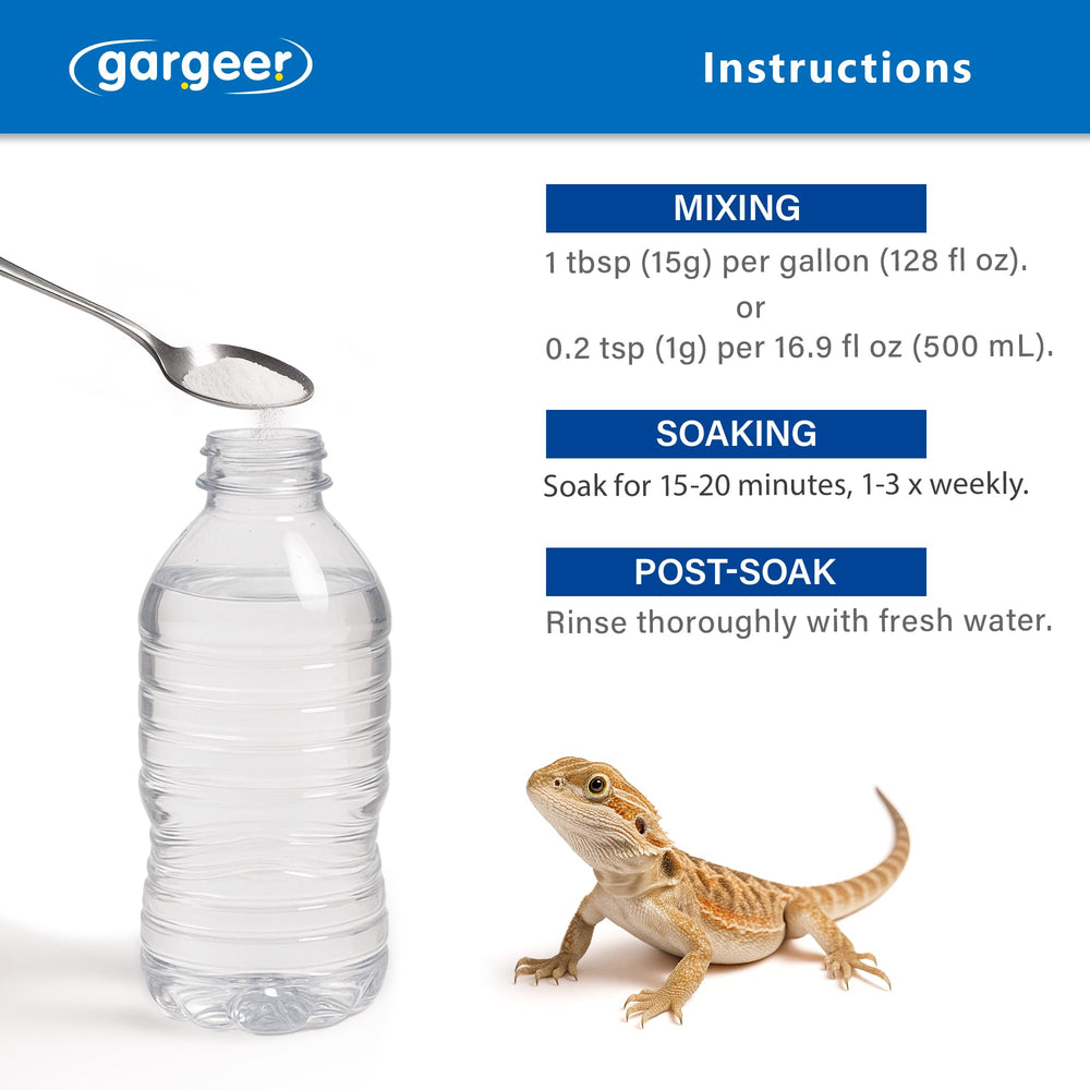 Gargeer ReptiSoak made in USA signals vet-grade quality and safety.
