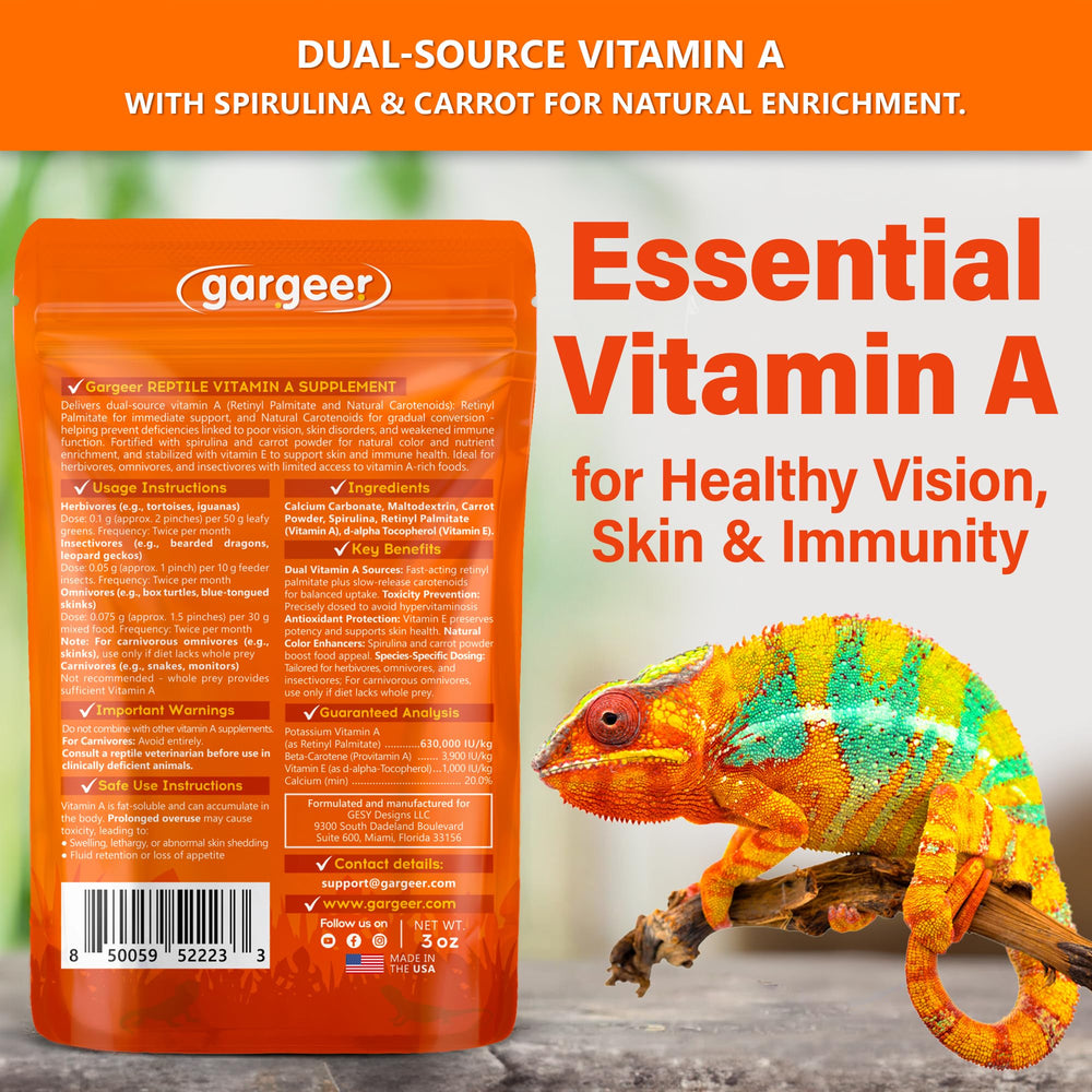Gargeer Vitamin A Plus pour image demonstrates easy dosing for regular meals.