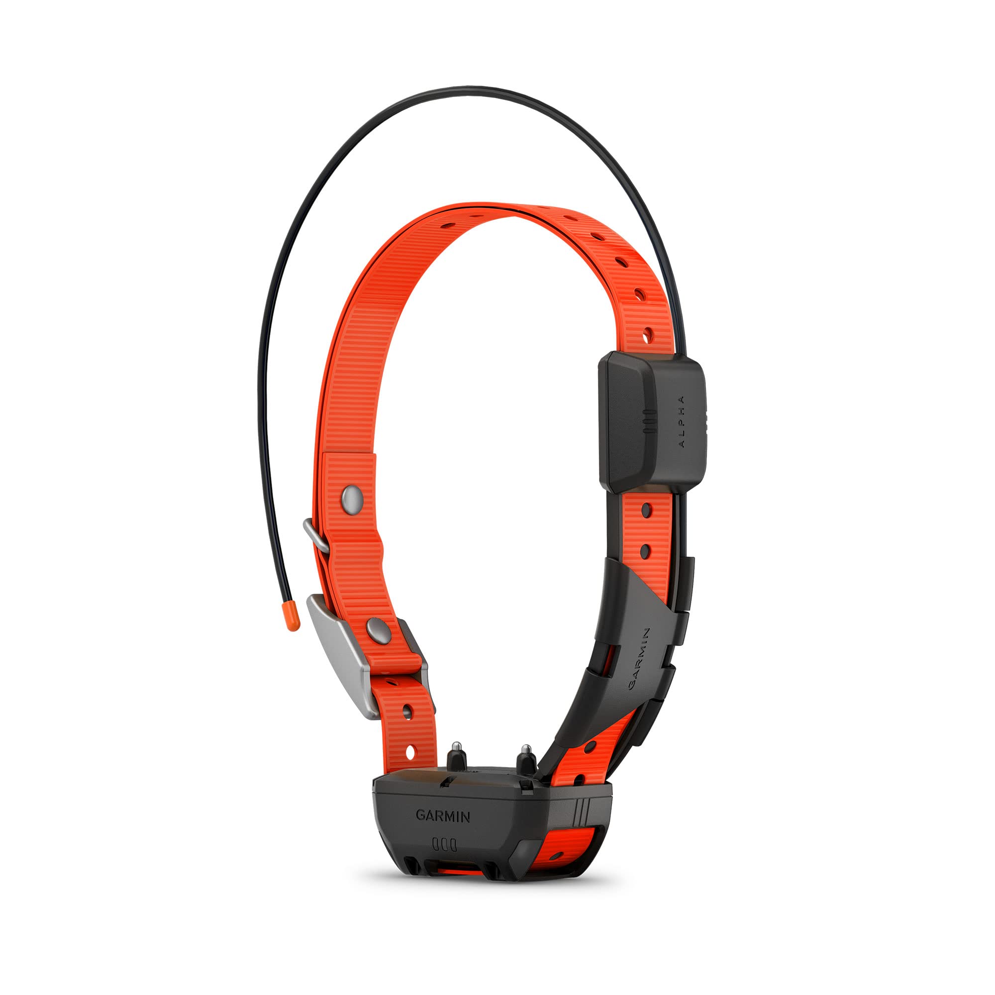 Garmin Alpha TT 25 front view demonstrates rugged tracking collar built for long-range use