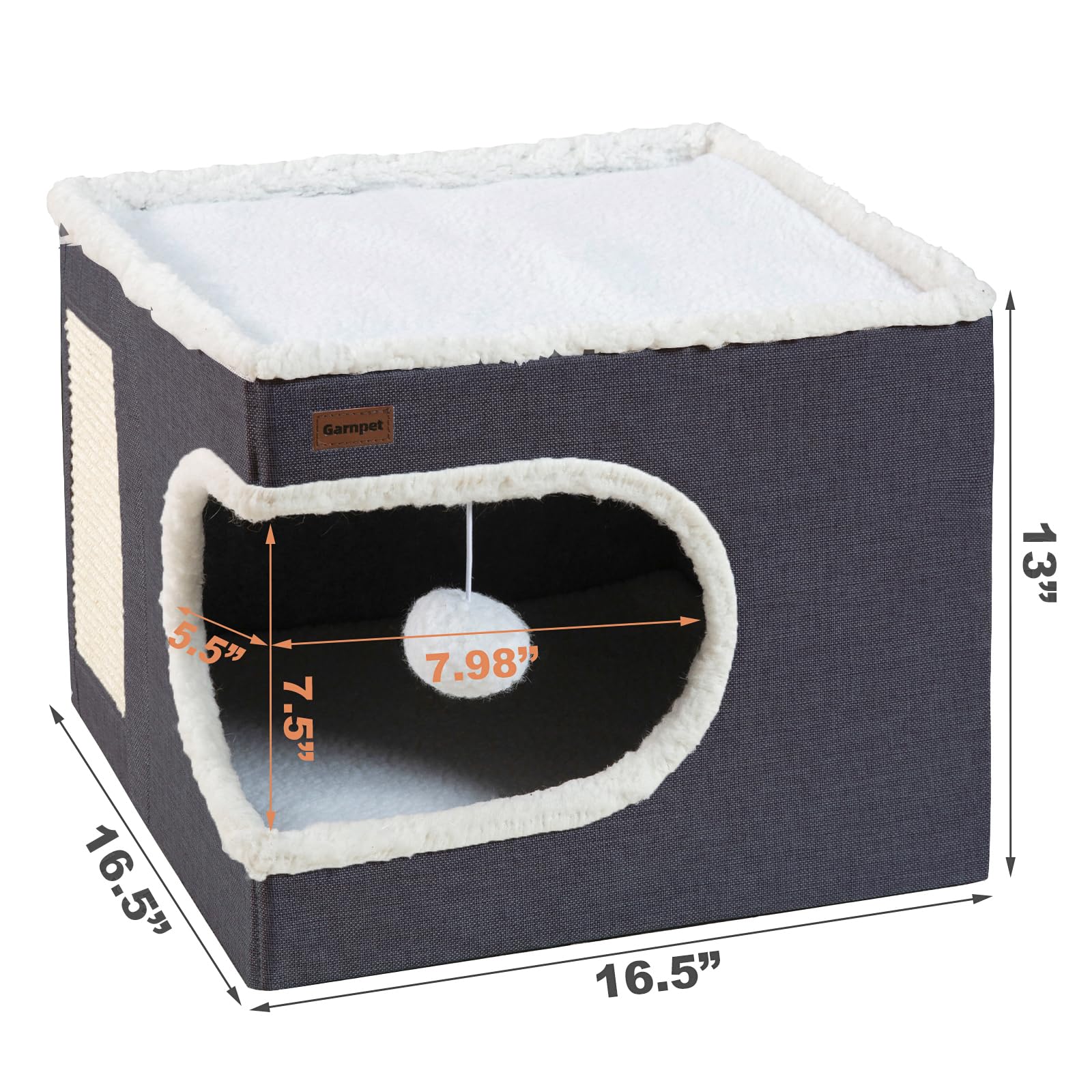 Garnpet cat bed cave interior with plush lining for cozy hiding space.