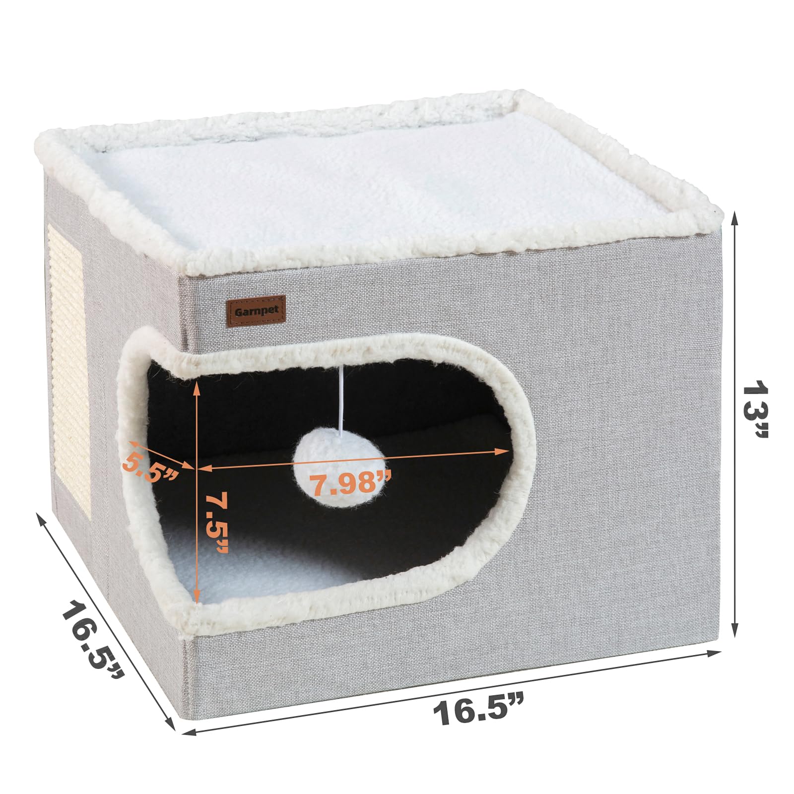 Garnpet cat bed covered cave provides secure space for rest and play.