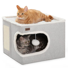 Garnpet cat bed cube house front view for cozy indoor lounging.