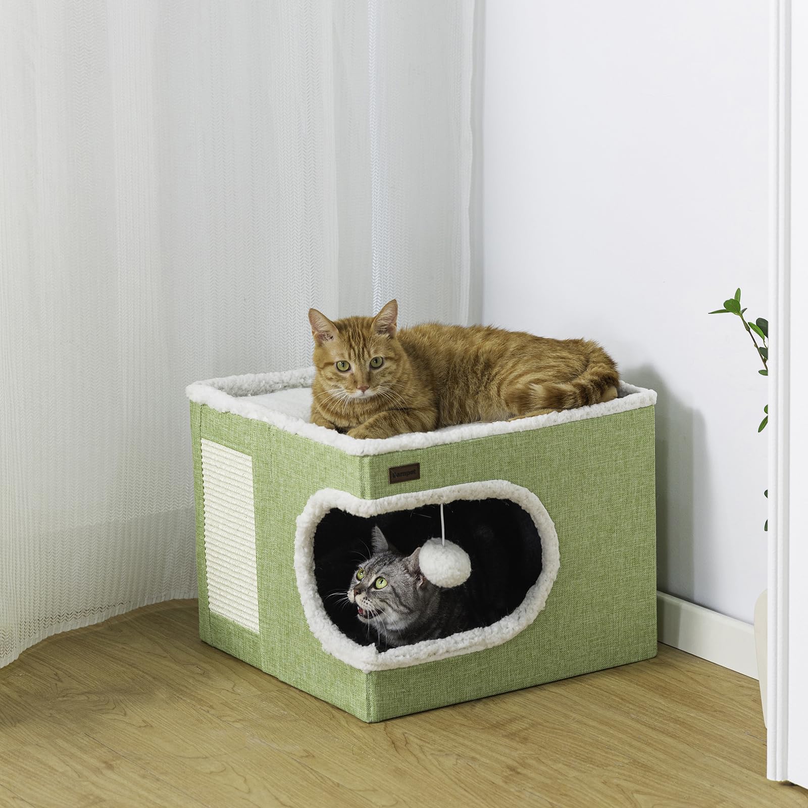 Garnpet cat bed hanging plush ball encourages interactive play and mental stimulation.