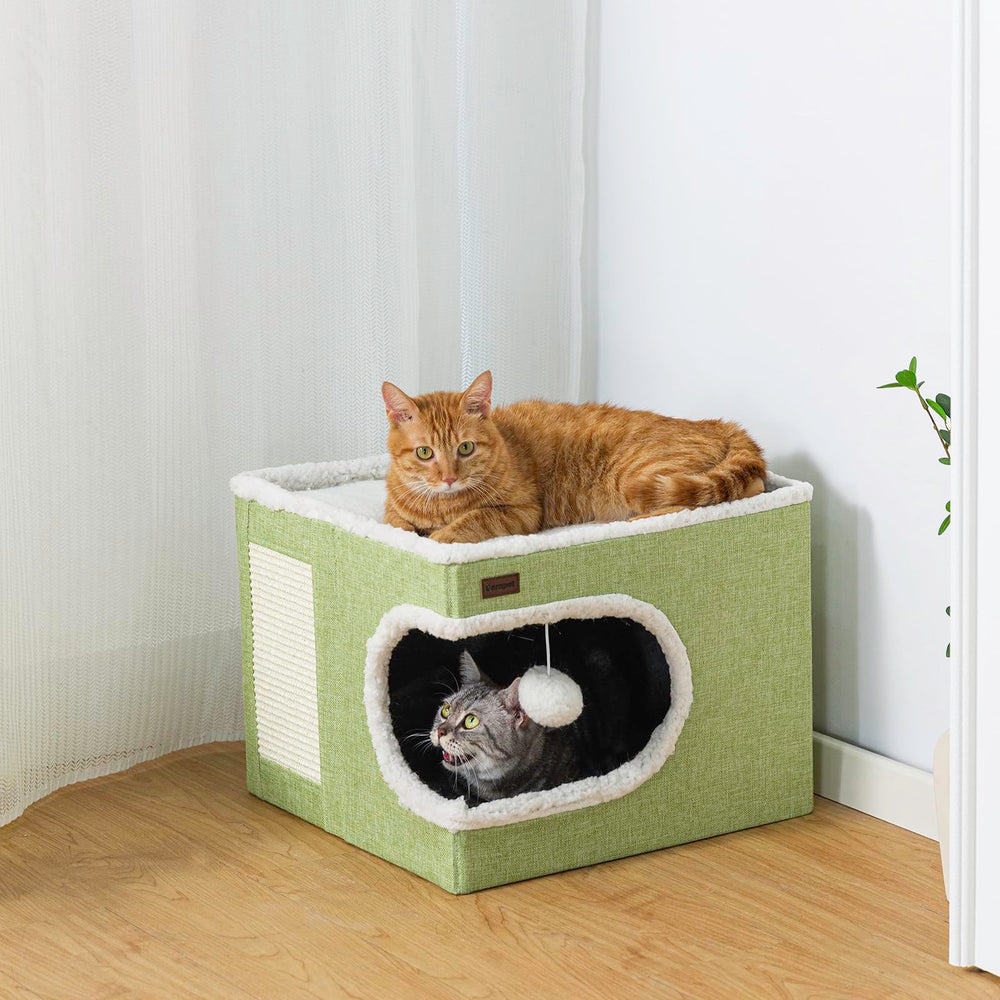 Garnpet cat bed hanging plush ball encourages interactive play and mental stimulation.
