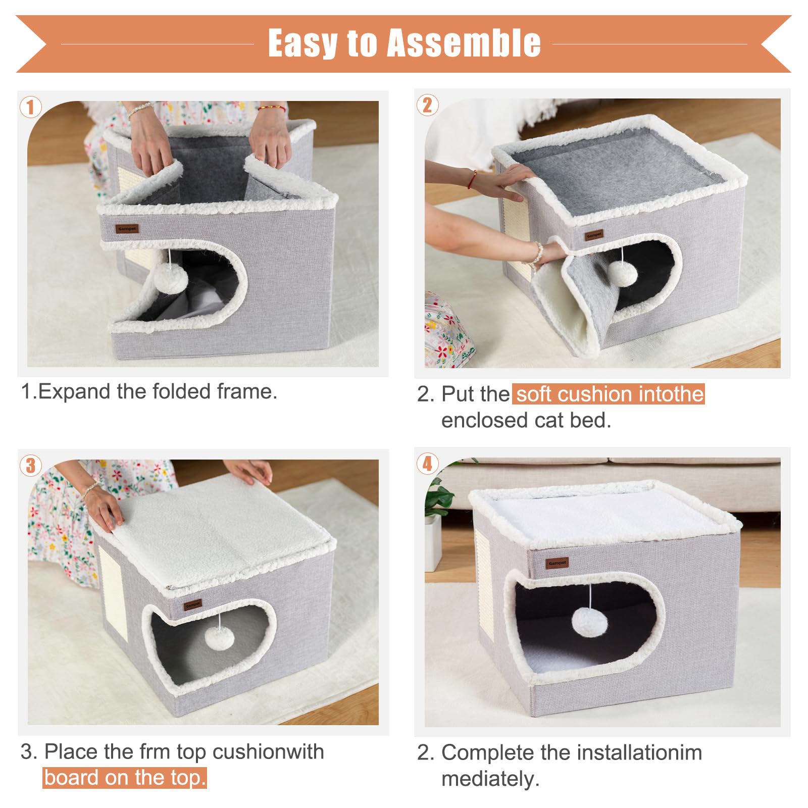 Garnpet cat bed scratch pad adds durable scratching and cleanup-free fun.