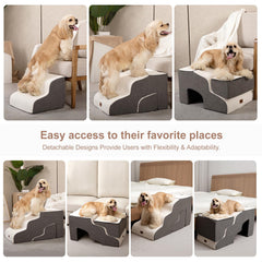 Garnpet dog stairs 5-step open highlights adjustable height for high furniture