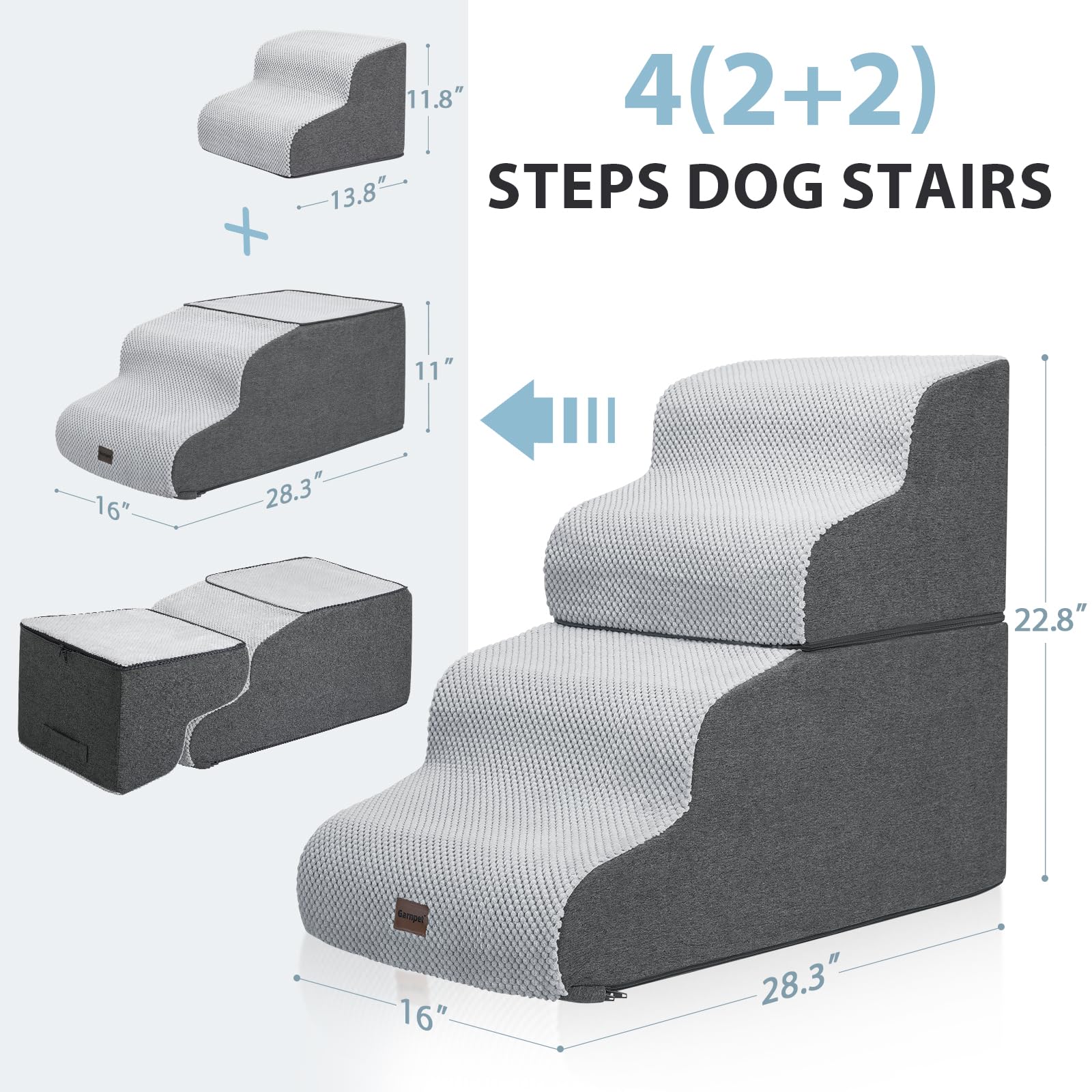 Garnpet dog stairs 5-step with play hole enables interactive exploration.